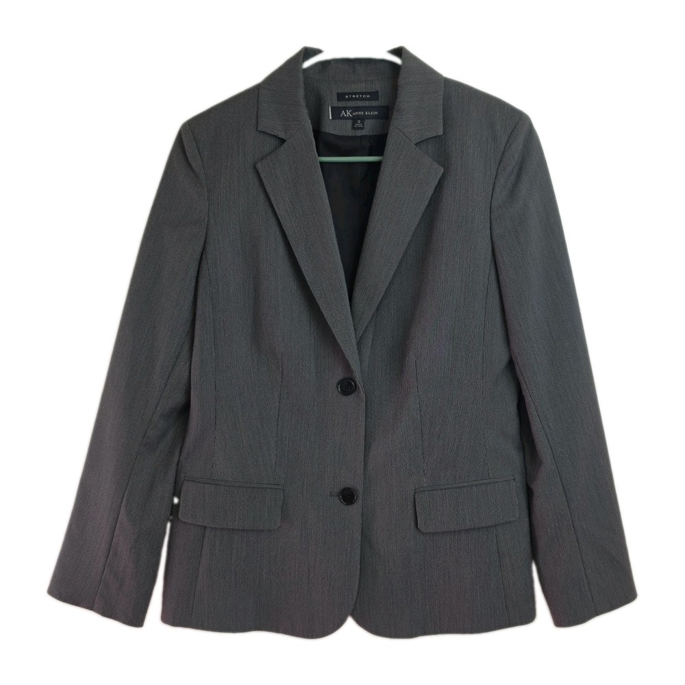 Anne Klein Skirt Suit Women's Size 12 Navy Blue Blazer & Skirt Set